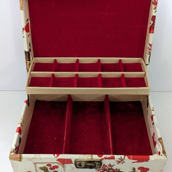 Vintage MELE 2 Tier Jewelry Box with Red Velvet Lining and Latch - Picture 1 of 10
